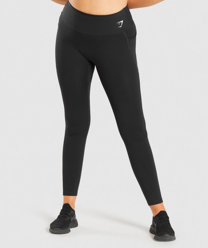 Women's Gymshark Training Mesh Pocket Leggings Black | NZ 8NCLYV